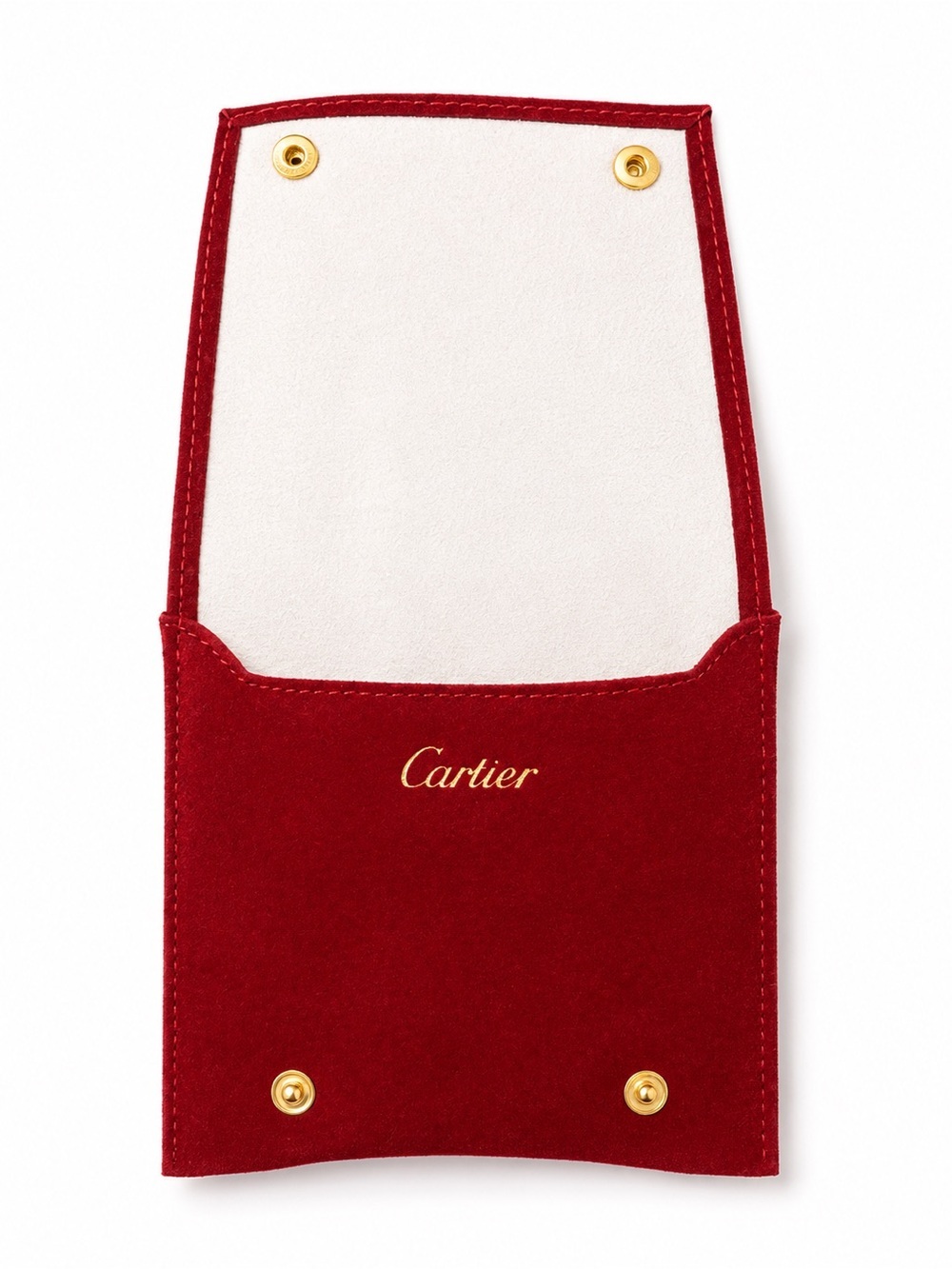 Cartier Red Suede Jewelry Travel Watch Pouch with Pillow
